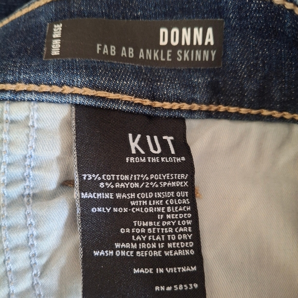 Kut Jeans Donna Fab AB Ankle Skinny Shark Bite Hem 14 Blue - Picture 2 of 11